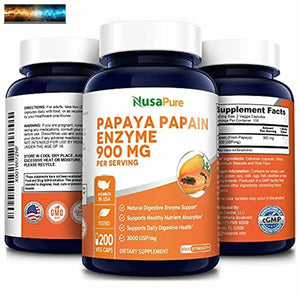 Papaya Papaína Enzimas 900mg 200 Cápsulas Vegetales (100% Vegetal,sin Gmo &