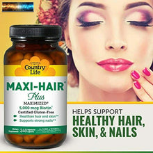 이미지를 갤러리 뷰어에 로드 , Country Life Maxi-Hair Plus 240 Pillole Veg
