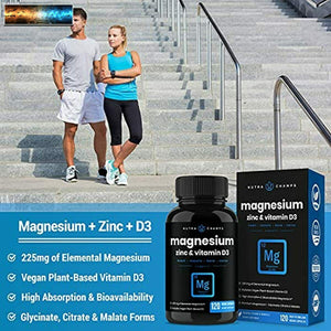 Magnesio Zinco E Vitamina D3 Supplemento - Più Biodisponibile Forme ; Glyc