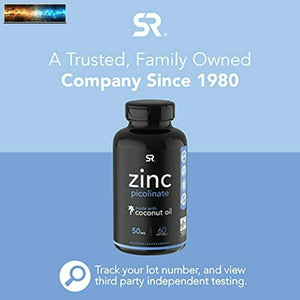 Sr Zinc Picolinate 50mg Avec Organique Coco Huile - non-Ogm Vérifié, Gluten