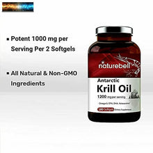 Charger l&#39;image dans la galerie, Triple Strength Antarktisch Krill Öl Ergänzung, 1200mg pro Portion, 180 Softgel
