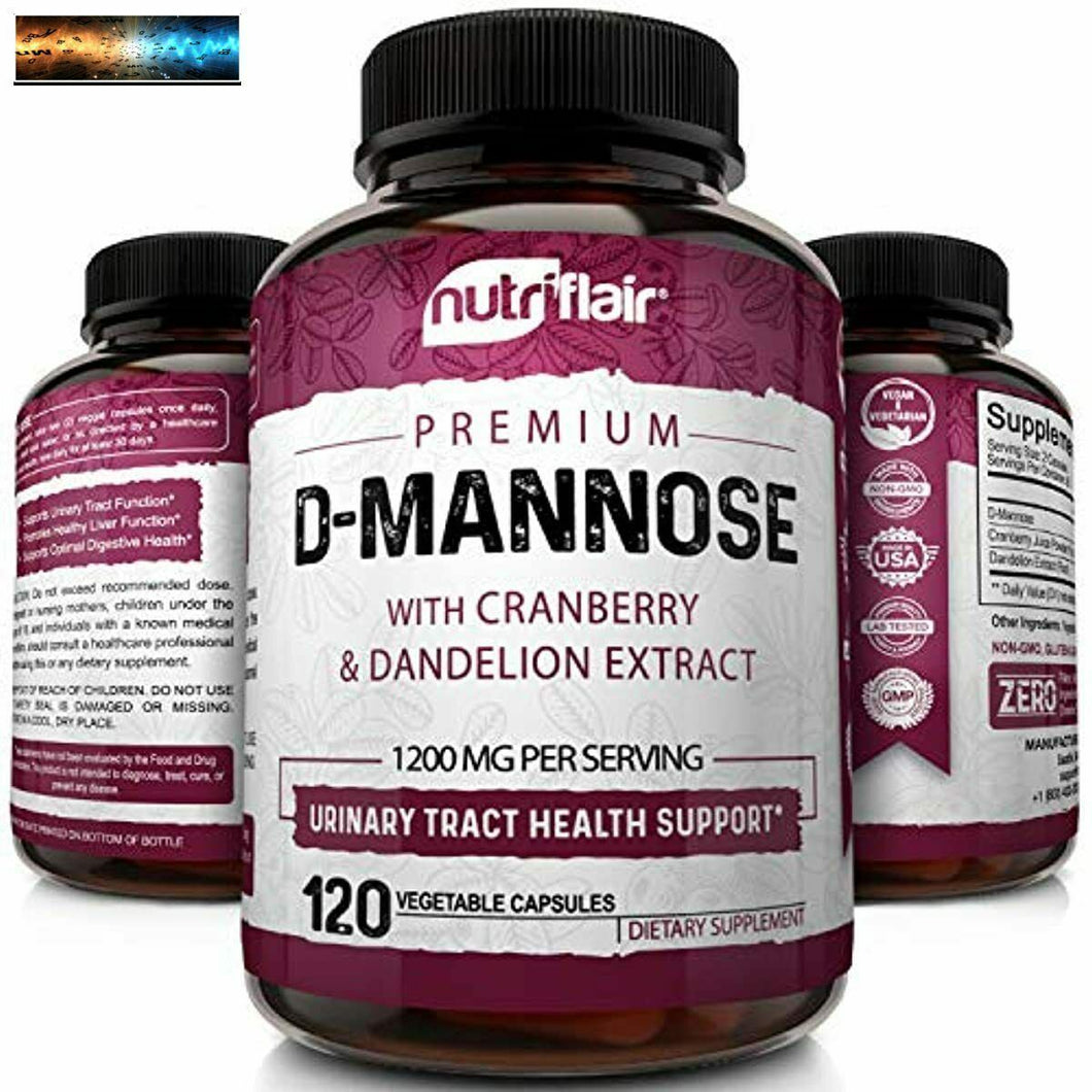 NutriFlair D-Mannosio 1200mg, 120 Pillole - Con Mirtillo E Tarassaco Estratto