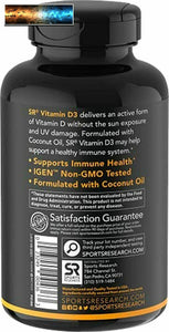 Vitamina D3 5000iu (125mcg) Con Olio di Cocco ~ Alta Potenza D per Immune