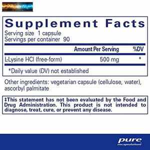 Pure Encapsulations L-LYSINE Amino Acido Supplemento Per Immune Supporto E Gum