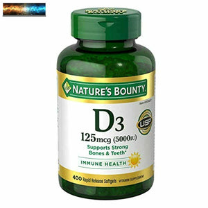 Nature's Bounty Salud Inmune Vitamina D3 5000Iu , Rápido Liberación 400 Cápsulas