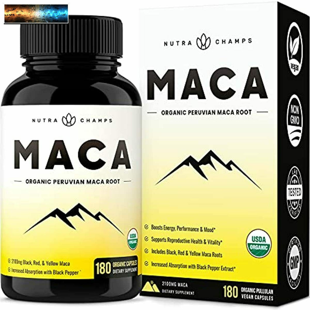 Organisch Maca Wurzelpulver 2100 MG [ Usda Zertifiziert 180 Kapseln] Energy &