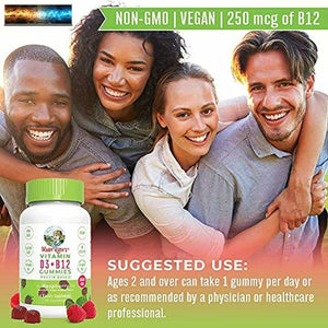 Vegan Vitamin D3+B12 Gummy (Sugar Free) by MaryRuth's 2 Month Supply Made w
