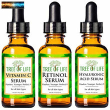 Load image into Gallery viewer, Anti Aging Serum 3-Pack for Face - Vitamin C Serum, Retinol Serum, Hyaluronic Ac
