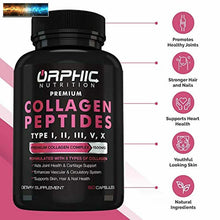 Load image into Gallery viewer, Premium Kollagen Peptide Kapseln 1500mg - Typen I, II, III, V, X - Fördert Ha
