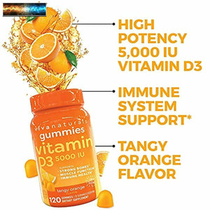 Vitamin D3 5000 Iu (120 D Gummies, 125mcg) - Immune Unterstützung, Stark Knochen