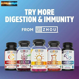 Zhou Nutrition Gut Guru Prebiotic and Probiotic Health Supplement Gummies Vegan