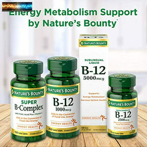 Vitamina B12 Por Nature's Bounty,Vitamina Suplemento,Soporte Energía Metabolismo
