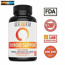 Charger l&#39;image dans la galerie, ZHOU Thyroid Support Complex with Iodine Energy, Metabolism &amp; Focus Formula

