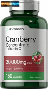 Horbaach Cranberry (30,000 mg) + Vitamin C 150 Capsules Triple Strength Ultima