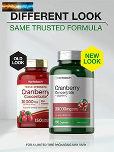 Horbaach Cranberry (30,000 mg) + Vitamin C 150 Capsules Triple Strength Ultima