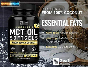 Pure MCT Oil Capsules (360 Softgels 3000mg) 4 Month Supply mct oil Keto Pills