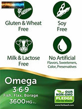 將圖片載入圖庫檢視器 Triple Omega 3-6-9 3600 mg 240 Softgels from Fish, Flaxseed, Borage Oils Non
