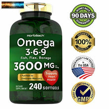 將圖片載入圖庫檢視器 Triple Omega 3-6-9 3600 mg 240 Softgels from Fish, Flaxseed, Borage Oils Non
