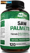 Cargar imagen en el visor de la galería, NutriFlair Saw Palmetto Extract 750mg, 120 Capsules - Natural Prostate Supplemen

