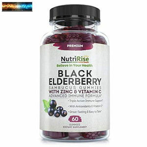 Sambucus Elderberry Gummies with Zinc & Vitamin C. Great-Tasting Women & Men's D