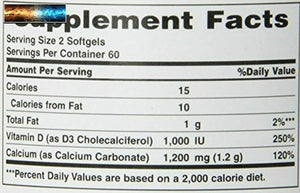 Nature's Bounty Calcium 1200 Mg. Plus Vitamin D3, 240 Softgels (2 X 120 Count Bo