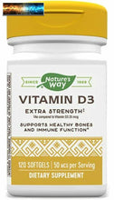 이미지를 갤러리 뷰어에 로드 , Nature&#39;s Way Premium Quality Vitamin D3, 50 mcg per serving, for Bones &amp; Immunit
