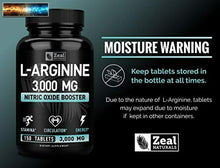 Carica l&#39;immagine nel visualizzatore di Gallery, L Arginine 3000mg (150 Tablets 1000mg) Maximum Dose L-Arginine Nitric Oxide Su
