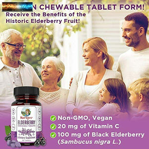 Black Elderberry + Vitamin C Chewable Tablets for Kids & Adults by MaryRuth's
