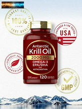 Load image into Gallery viewer, Antarctic Krill Oil 2000 mg 120 Softgels Omega-3 EPA, DHA, with Astaxanthin Su

