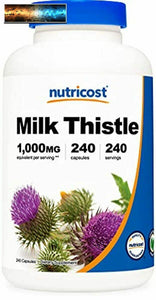 Nutricost Milk Thistle 250mg (1000mg Equivalent), 240 Vegetarian Capsules - 4:1