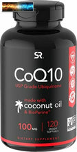 이미지를 갤러리 뷰어에 로드 , CoQ10 100mg Enhanced with Coconut Oil &amp; Bioperine (Black Pepper) for Better Abso
