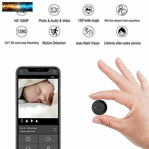 FECOMI Mini Spy Camera WiFi Hidden Cam 1080P Small Portable Wireless Nanny Cam w