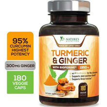 Load image into Gallery viewer, Nature&#39;s Nutrition Turmeric &amp; Ginger 1950 MG with Bioperine 60 - 240 Veg Cap
