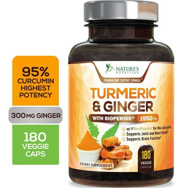 Nature's Nutrition Turmeric & Ginger 1950 MG with Bioperine 60 - 240 Veg Cap