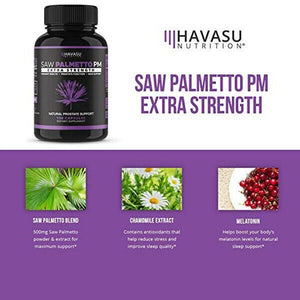 Havasu Nutrition Saw Palmetto PM-Prostate Health for Frequent Urination 100 Caps