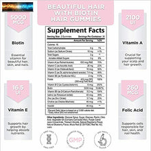 Load image into Gallery viewer, Hello Lovely Hair Vitamins Gummies with Biotin 5000 mcg Vitamin E &amp; C Support Ha
