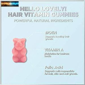 Hello Lovely Hair Vitamins Gummies with Biotin 5000 mcg Vitamin E & C Support Ha