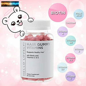 Hello Lovely Hair Vitamins Gummies with Biotin 5000 mcg Vitamin E & C Support Ha