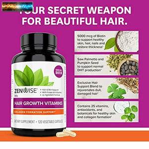 Zenwise Hair Growth Vitamins - Hair Loss Treatment with Biotin, Saw Palmetto DHT