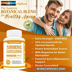 Premium Turmeric Curcumin with Bioperine 2400MG - Highest Strength & Potency 95%