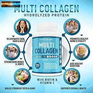 Premium Multi Collagen Peptides (Types I, II, III, V, X)-Collagen Pills for Skin
