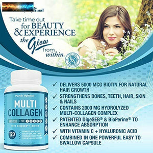 Premium Multi Collagen Peptides (Types I, II, III, V, X)-Collagen Pills for Skin