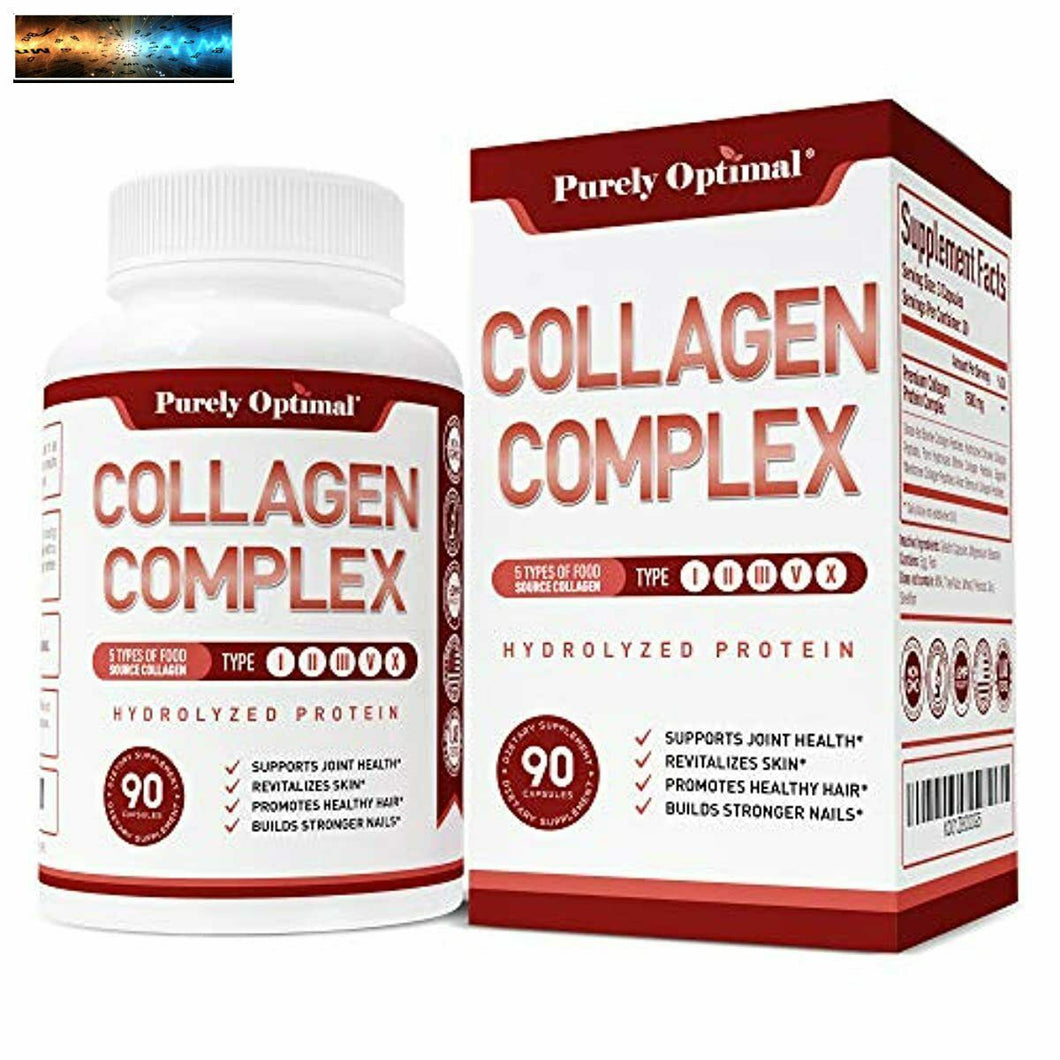 Premium Multi Collagen Peptides Capsules (Types I, II, III, V, X) - Anti-Aging,