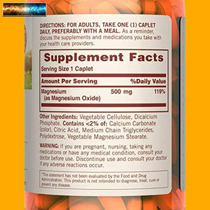 Sundown Magnesium Supplement, Non-GMOˆ, Gluten-Free, Dairy-Free, Vegetarian, 50