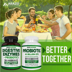 Arazo Nutrition Probiotic 40 Billion CFU - Shelf Stable with Prebiotics 60 Caps