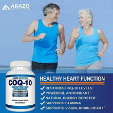 Load image into Gallery viewer, Arazo Nutrition COQ10 Ubiquinone Coenzyme Q10-200mg Max Strength 30 Caps
