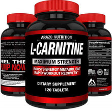 Load image into Gallery viewer, Arazo Nutrition L-Carnitine 1000mg Servings – Carnitine Amino Acid 120 Tablets
