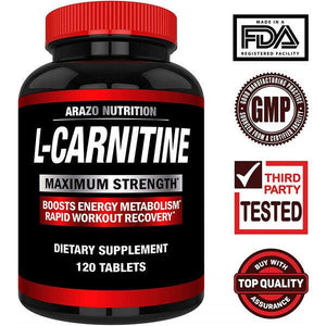 Arazo Nutrition L-Carnitine 1000mg Servings – Carnitine Amino Acid 120 Tablets