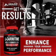 Load image into Gallery viewer, Arazo Nutrition L-Carnitine 1000mg Servings – Carnitine Amino Acid 120 Tablets
