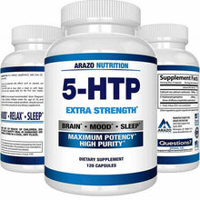 Load image into Gallery viewer, Arazo Nutrition 5-HTP Healthy Sleep Reduce Stress for Men &amp; Women 200 mg 120 Cap
